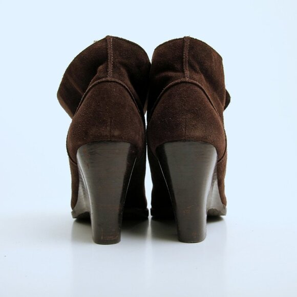 Michael Kors Leather Lace Up Wedge Booties Brown Women Size 8.5 - Picture 7 of 13